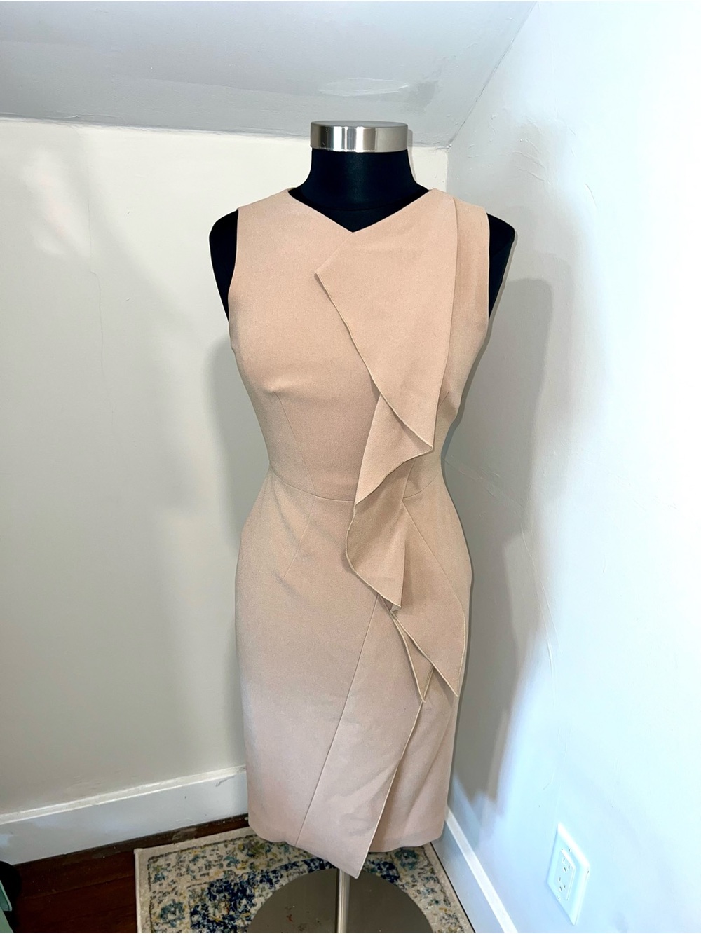 Karen Millen Nude Ruffle Midi Dress
